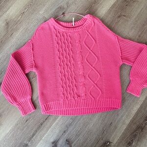 Free People Dream Pink Cable Knit Women's Sweater